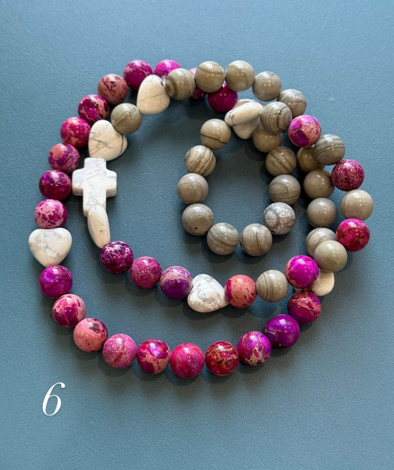 Rosario Collar 3 Vueltas Piedras Naturales hecho a mano