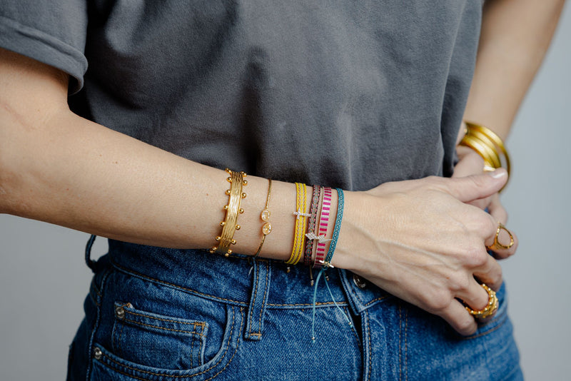 Pulsera tela estrella turquesa