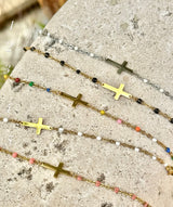 Pulsera Cruz Bolitas Colores