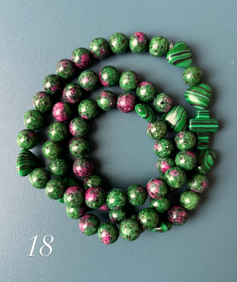 Rosario Collar 3 Vueltas Piedras Naturales hecho a mano