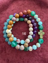Rosario pulsera collar piedra plana