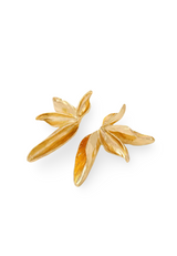 Pendientes hoja ramillete dorado