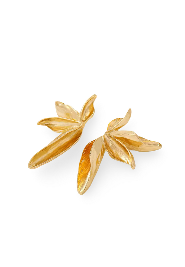 Pendientes hoja ramillete dorado