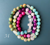 Rosario Collar 3 Vueltas Piedras Naturales hecho a mano