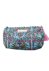 Neceser estampado azul  flores rosas L