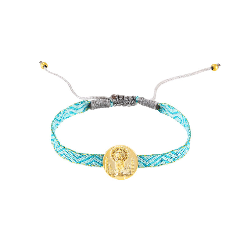 Pulsera Medalla Virgen del Pilar Turquesa