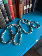 Rosario pulsera collar corazón plata
