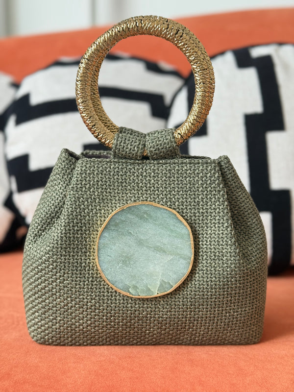 Bolso yute asa piedra bolso verde seco