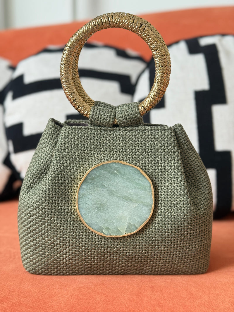 Bolso yute asa piedra bolso verde seco