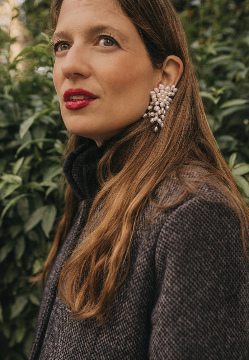 Pendientes ramo perlas