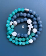 Rosario pulsera collar piedra plana