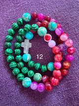 Rosario pulsera collar piedra redonda