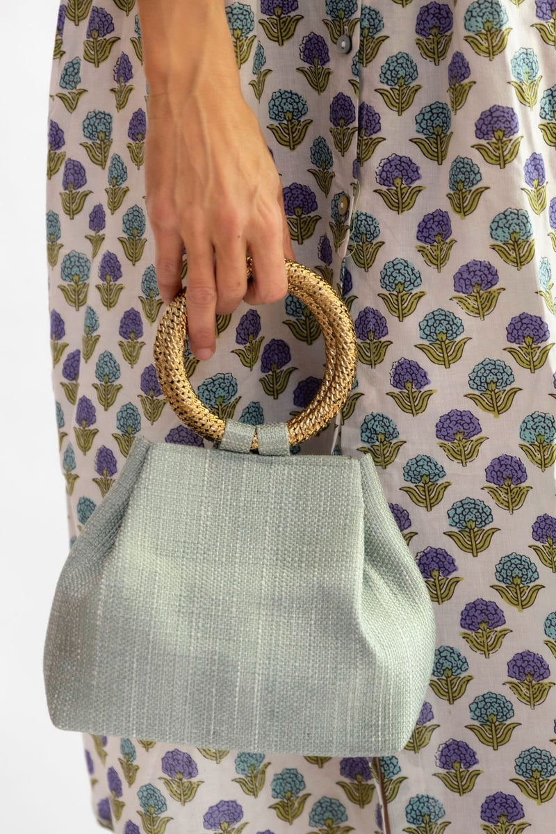 Bolso yute asa verde agua