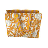 Bolso Tote Bag Amarillo Flores Blancas