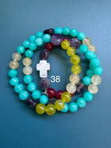 Rosario pulsera collar piedra plana