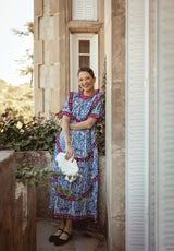 Bolso mano rosas blanco