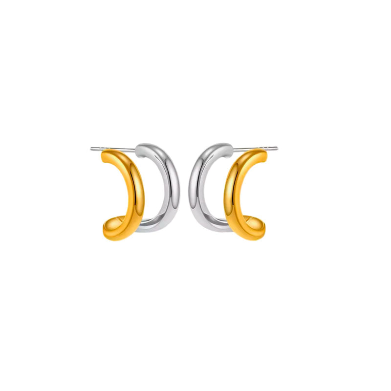 Aros dobles finos Dorado/Plata