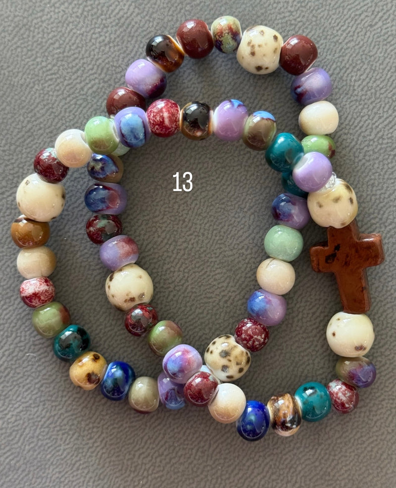 Pulsera Rosario Cerámica 2 vueltas hecho a mano