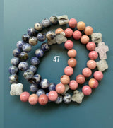 Rosario pulsera collar piedra plana