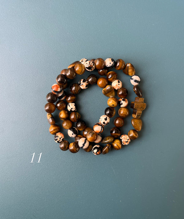 Rosario Collar 3 Vueltas Piedras Naturales hecho a mano