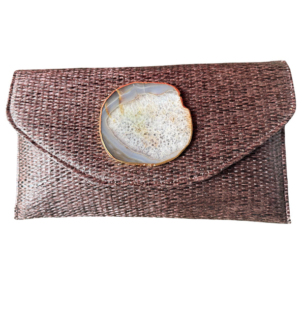 Bolso yute marrón metalizado piedra