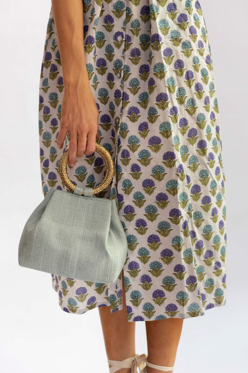 Bolso yute asa verde agua