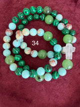 Rosario pulsera collar piedra redonda