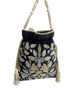 Bolso Perla Hojitas negro