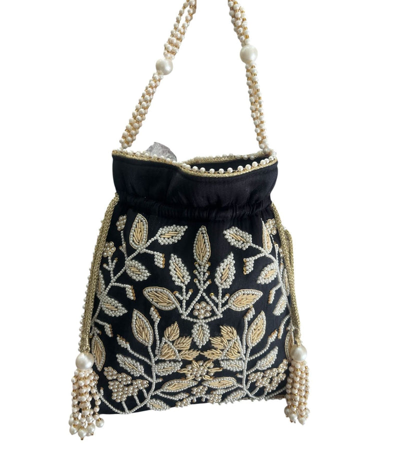 Bolso Perla Hojitas negro