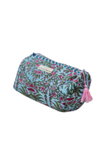 Neceser estampado azul flores rosas
