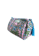 Neceser estampado rosa flores turquesa