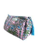 Neceser estampado rosa flores turquesa