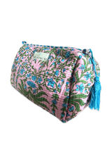 Neceser estampado rosa flores turquesa