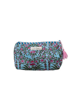 Neceser estampado azul flores rosas