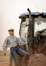 Camisa Azul tulipanes