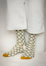 Calcetines floreados verde