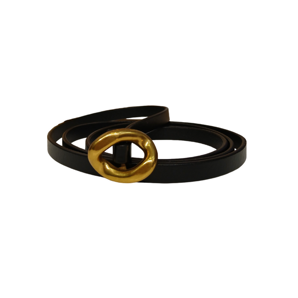 Cinturón piel fino negro