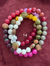 Rosario pulsera collar piedra plana