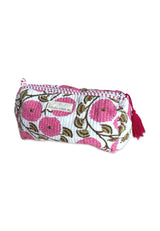 Neceser estampado blanco flores grandes rosas L