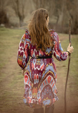 Vestido burdeos ikat