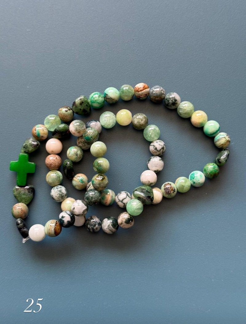 Rosario Collar 3 Vueltas Piedras Naturales hecho a mano