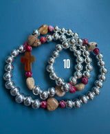 Rosario pulsera collar corazón plata