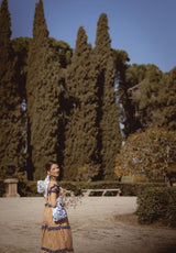 Bolso tela flores azul