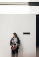 Bolso abanico granate