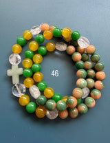 Rosario pulsera collar piedra plana