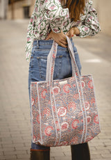 Bolso Tote Bag gris y rosa