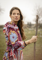 Vestido burdeos ikat