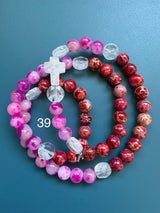 Rosario pulsera collar piedra plana