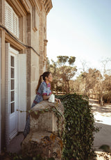 Bolso mano rosas blanco