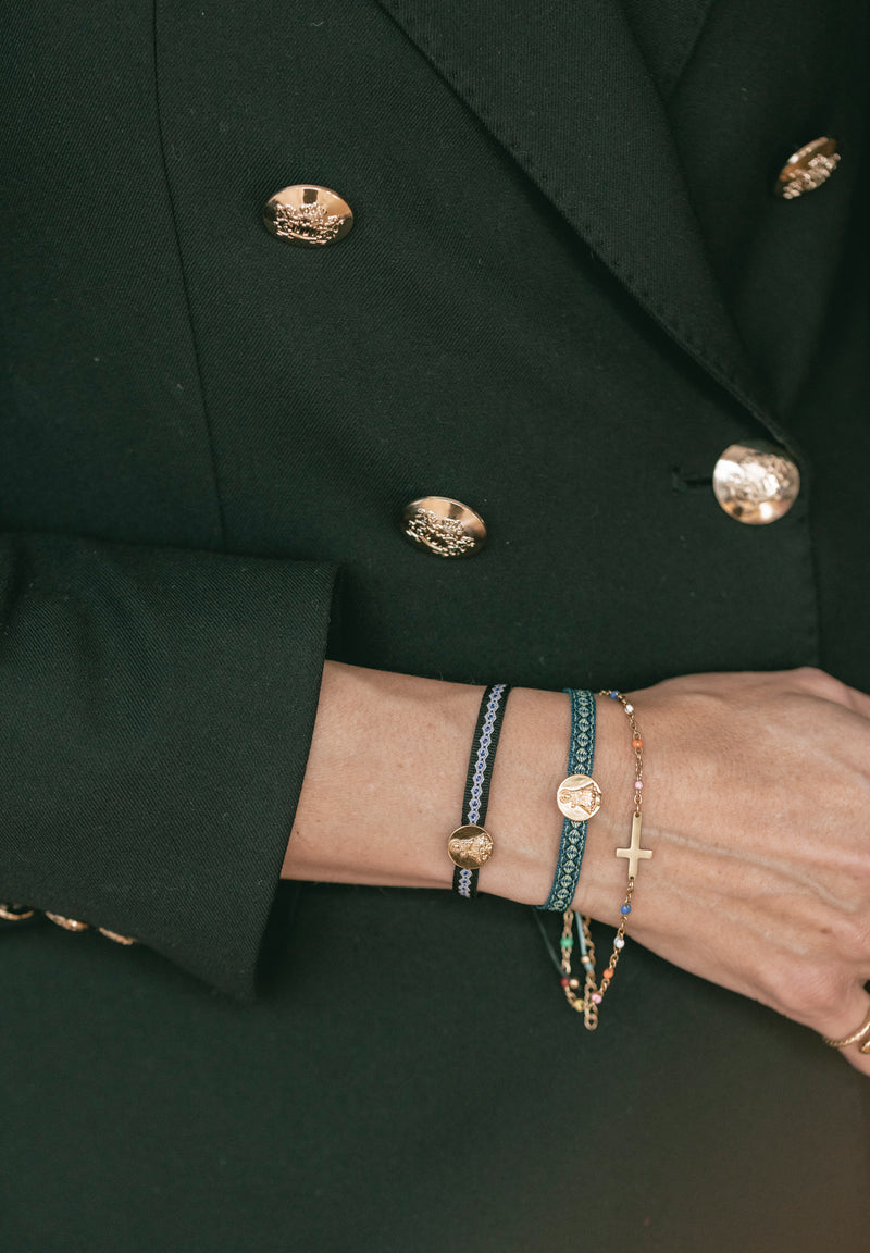 Pulsera Medalla Virgen Covadonga oro verde